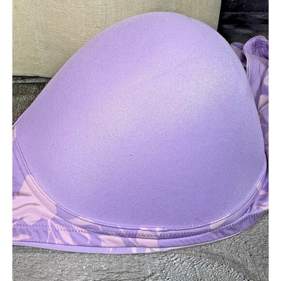 Torrid Curve Plus Size Purple Floral bra 360 Back Smoothing Wireless Lined 44C - Picture 12 of 12